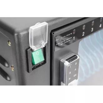 Cărucior de încărcare pentru tablete DIGITUS, 16 baze de încărcare pentru dispozitive de până la 14", încuietoare electrică, negru 384 x 550 x 375 mm