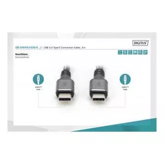 Cablu de conectare DIGITUS USB 4, TypeC la TypeC, AL-Housing PP Braid 4K@60Hz, PD3.0, 20Gbits/s, 3m, bl.