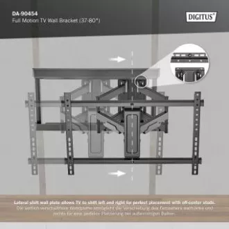 DIGITUS Suport de perete pentru televizor complet mobil 37-80", 60 kg sarcină maximă, VESA: 200x100, 200x200, 300x200, 400x200, 300x300, 400x300