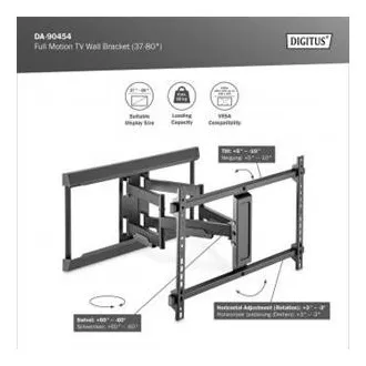 DIGITUS Suport de perete pentru televizor complet mobil 37-80", 60 kg sarcină maximă, VESA: 200x100, 200x200, 300x200, 400x200, 300x300, 400x300