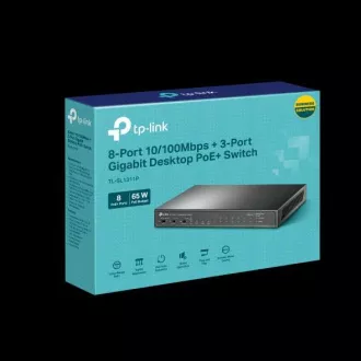 Comutator TP-Link TL-SL1311P 8x LAN/PoE+, 2x GLAN, 1x SFP, 65W