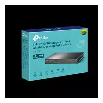 Comutator TP-Link TL-SL1311P 8x LAN/PoE+, 2x GLAN, 1x SFP, 65W