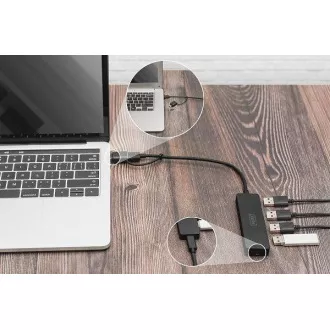 Hub Digitus USB 3.0 cu 4 porturi, linie subțire, cablu de 0,2 m