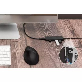 Hub Digitus USB 3.0 cu 4 porturi, Slim Line, cablu de 1,2 m