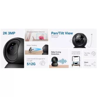 TP-Link Tapo C211 - Cameră IP cu înclinare și WiFi, 3MP (2304 x 1296), ONVIF