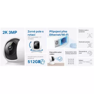 TP-Link Tapo C212 - Cameră IP cu înclinare și WiFi, 3MP (2304 x 1296), ONVIF