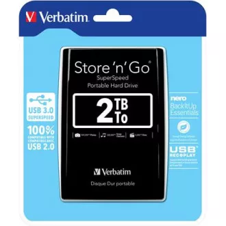 Unitate externă VERBATIM Store'n'Go 2.5" 2TB USB 3.0, negru