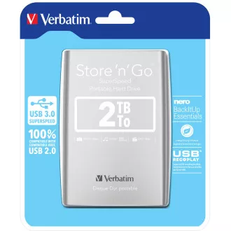 Unitate externă VERBATIM Store'n'Go 2.5" 2TB USB 3.0 argintie