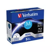 VERBATIM M-DISC BD-R XL 100GB, 4x, imprimabil, cutie de bijuterii 5 buc