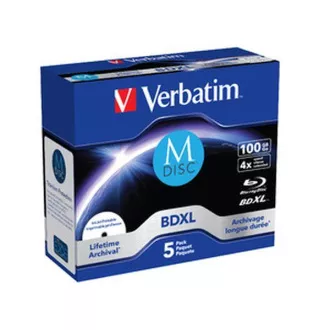 VERBATIM M-DISC BD-R XL 100GB, 4x, imprimabil, cutie de bijuterii 5 buc