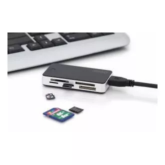 Cititor de carduri DIGITUS USB 3.0 cu cablu de conectare USB 1m Suport carduri MS / SD / SDHC / MiniSD / M2 / CF / MD / SDXC