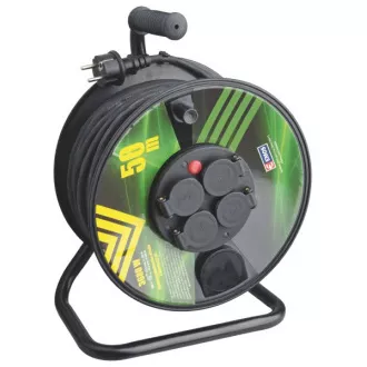 Tambur prelungitor Emos - 4 prize, 50m, 1.5mm, cauciuc, IP44