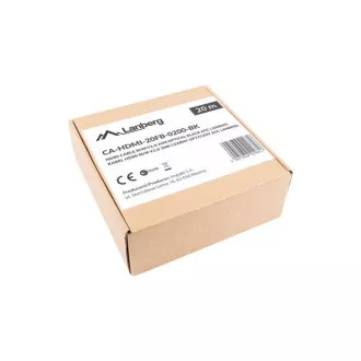 LANBERG Cablu optic activ de mare viteză cu Ethernet 2.0, 4K@60Hz, M/M, lungime 20m, negru, conectori placați cu aur LANBERG Cablu optic activ de mare viteză cu Ethernet 2.0, 4K@60Hz, M/M, lungime 20m, negru, conectori placați cu aur