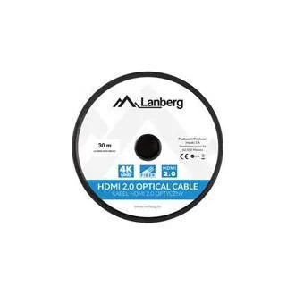 LANBERG Cablu optic activ de mare viteză cu Ethernet 2.0, 4K@60Hz, M/M, lungime 30m, negru, conectori placați cu aur
