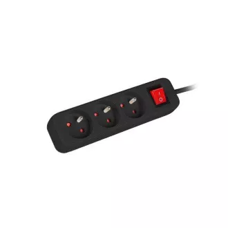 LANBERG Cablu de prelungire 1.5M 3X cu priză clasică cu întrerupător cablu de cupru negru