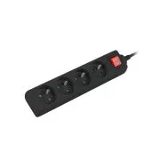 LANBERG Cablu de prelungire 1.5M 4X clasic cu întrerupător, cablu de cupru negru
