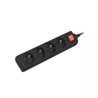 LANBERG Cablu de prelungire 1.5M 4X clasic cu întrerupător, cablu de cupru negru