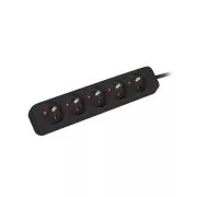 LANBERG Cablu de extensie pentru echipamente UPS, lungime 1m, 5x ieșiri, negru