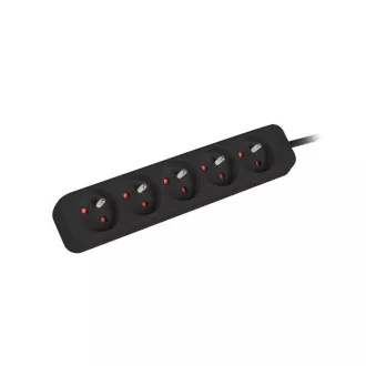 LANBERG Cablu de extensie pentru echipamente UPS, lungime 1m, 5x ieșiri, negru LANBERG Cablu de extensie pentru echipamente UPS, lungime 1m, 5x ieșiri, negru