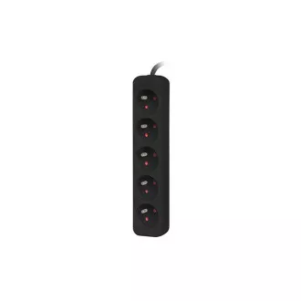 LANBERG Cablu de extensie pentru echipamente UPS, lungime 1m, 5x ieșiri, negru LANBERG Cablu de extensie pentru echipamente UPS, lungime 1m, 5x ieșiri, negru
