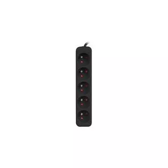 LANBERG Cablu de extensie pentru echipamente UPS, lungime 1m, 5x ieșiri, negru LANBERG Cablu de extensie pentru echipamente UPS, lungime 1m, 5x ieșiri, negru