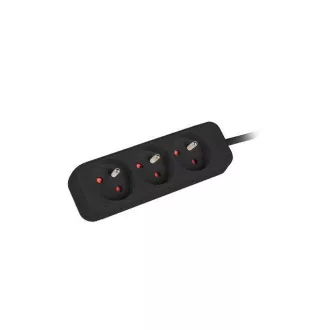 LANBERG Cablu de prelungire 3M 3X cablu de cupru cu priză clasică 3X negru