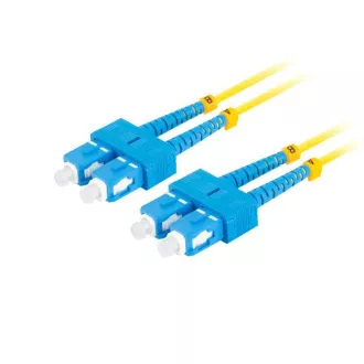 Cablu optic de conectare LANBERG SM SC/UPC-SC/UPC duplex 2m LSZH G657A1 diametru 3mm, culoare galbenă Cablu optic de conectare LANBERG SM SC/UPC-SC/UPC duplex 2m LSZH G657A1 diametru 3mm, culoare galbenă