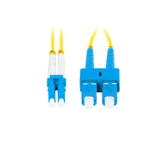 Cablu optic de conectare LANBERG SM SC/UPC-LC/UPC duplex 2m LSZH G657A1 diametru 3mm, culoare galbenă