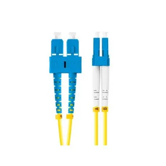 Cablu optic de conectare LANBERG SM SC/UPC-LC/UPC duplex 2m LSZH G657A1 diametru 3mm, culoare galbenă