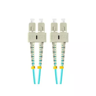 Cablu optic de conectare LANBERG MM SC/UPC-SC/UPC duplex 2m LSZH OM3 50/125 diametru 3mm, culoare cyan Cablu optic de conectare LANBERG MM SC/UPC-SC/UPC duplex 2m LSZH OM3 50/125 diametru 3mm, culoare cyan