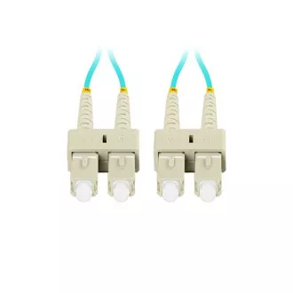 Cablu optic de conectare LANBERG MM SC/UPC-SC/UPC duplex 3m LSZH OM3 50/125 diametru 3mm, culoare cyan Cablu optic de conectare LANBERG MM SC/UPC-SC/UPC duplex 3m LSZH OM3 50/125 diametru 3mm, culoare cyan