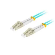 LANBERG cablu de racordare optic MM LC/UPC-LC/UPC duplex 1m LSZH OM3 50/125 diametru 3mm, culoare cyan