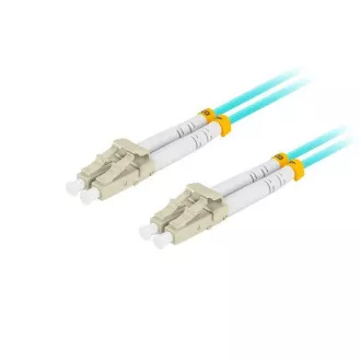 LANBERG cablu de racordare optic MM LC/UPC-LC/UPC duplex 1m LSZH OM3 50/125 diametru 3mm, culoare cyan
