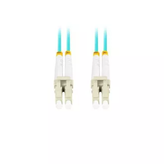 LANBERG cablu de racordare optic MM LC/UPC-LC/UPC duplex 1m LSZH OM3 50/125 diametru 3mm, culoare cyan