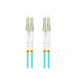 LANBERG cablu de racordare optic MM LC/UPC-LC/UPC duplex 1m LSZH OM3 50/125 diametru 3mm, culoare cyan