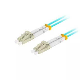 Cablu optic de conectare LANBERG MM LC/UPC-LC/UPC duplex 2m LSZH OM3 50/125 diametru 3mm, culoare cyan