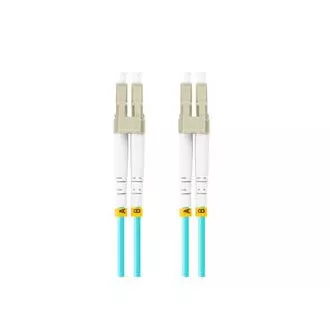 Cablu optic de conectare LANBERG MM LC/UPC-LC/UPC duplex 3m LSZH OM3 50/125 diametru 3mm, culoare cyan Cablu optic de conectare LANBERG MM LC/UPC-LC/UPC duplex 3m LSZH OM3 50/125 diametru 3mm, culoare cyan