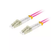 LANBERG cablu de racordare optic MM LC/UPC-LC/UPC duplex 1m LSZH OM4 50/125 diametru 3mm, culoare magenta