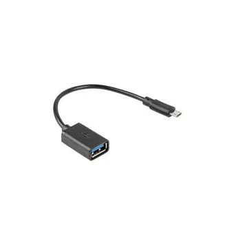 LANBERG Cablu adaptor USB Micro (M) 2.0 la USB-A (F) 15CM negru OTG
