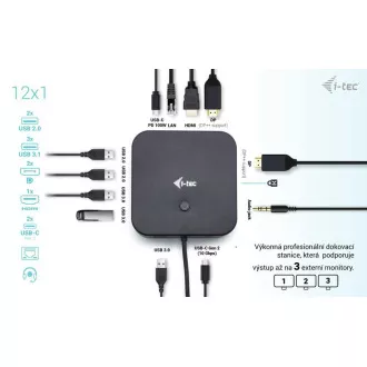 I-tec USB-C HDMI + Stație de andocare DP duală cu livrare de energie 100 W + încărcător universal i-tec 112 W