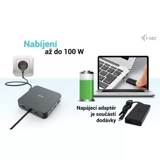 I-tec USB-C HDMI + Stație de andocare DP duală cu livrare de energie 100 W + încărcător universal i-tec 112 W