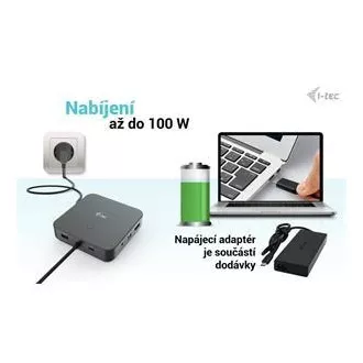 I-tec USB-C HDMI + Stație de andocare DP duală cu livrare de energie 100 W + încărcător universal i-tec 112 W