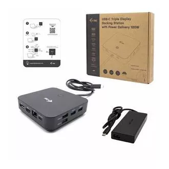 I-tec USB-C HDMI + Stație de andocare DP duală cu livrare de energie 100 W + încărcător universal i-tec 112 W