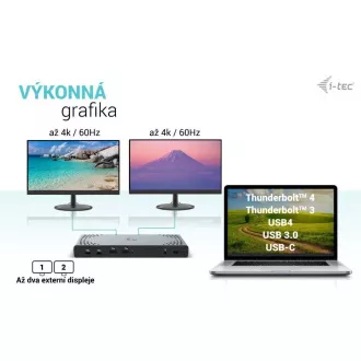 Stație de andocare I-tec USB 3.0 / USB-C / Thunderbolt Dual Display + PD 100W