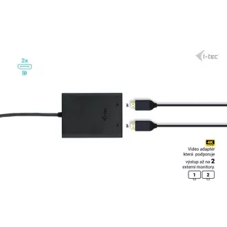 Adaptor video DP I-tec USB-C Dual 4K/60Hz (singure 8K/30Hz)