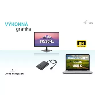 Adaptor video DP I-tec USB-C Dual 4K/60Hz (singure 8K/30Hz)