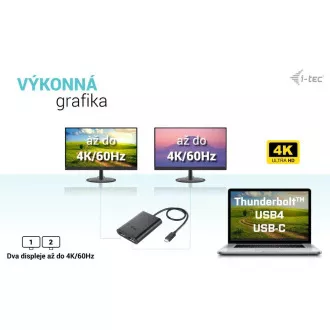 Adaptor video DP I-tec USB-C Dual 4K/60Hz (singure 8K/30Hz)