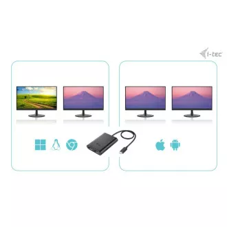 Adaptor video DP I-tec USB-C Dual 4K/60Hz (singure 8K/30Hz)