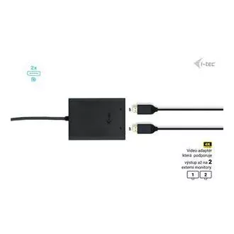 Adaptor video DP I-tec USB-C Dual 4K/60Hz (singure 8K/30Hz)