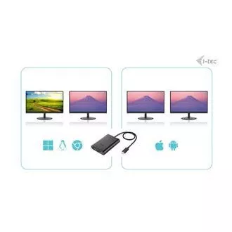 Adaptor video DP I-tec USB-C Dual 4K/60Hz (singure 8K/30Hz)